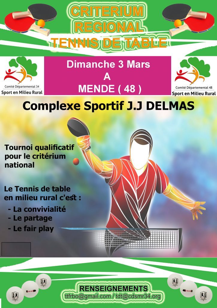Critérium Interdépartemental Tennis de Table @ Mende ( 48 )
